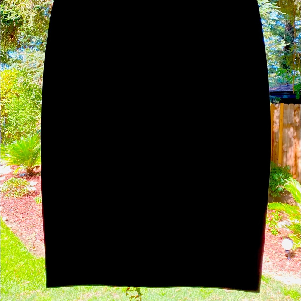WOLFORD SOLID BLACK PENCIL SKIRT W/ BLACK REVEALING BACK ZIPPER 8
